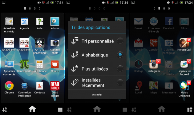 Test du Sony Xperia J - Android - Lanceur d'applications