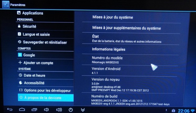 android mini pc rk802IIIS-informations systeme