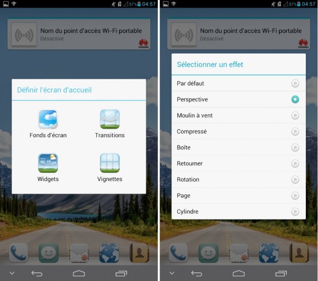 android huawei ascend mate effets de transition