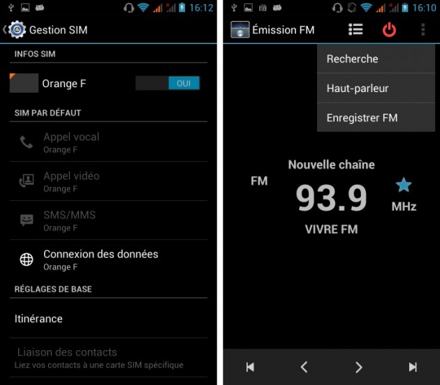 Copie de android wiko cink five double sim radio fm