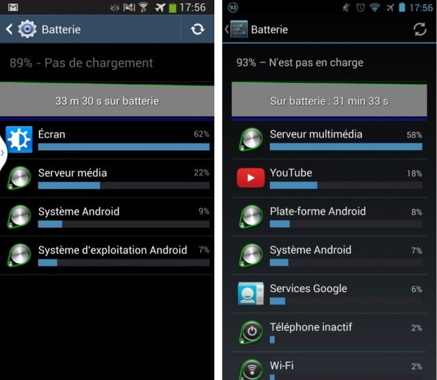 android samsung galaxy s4 active vs versus samsung galaxy s4 autonomie batterie test