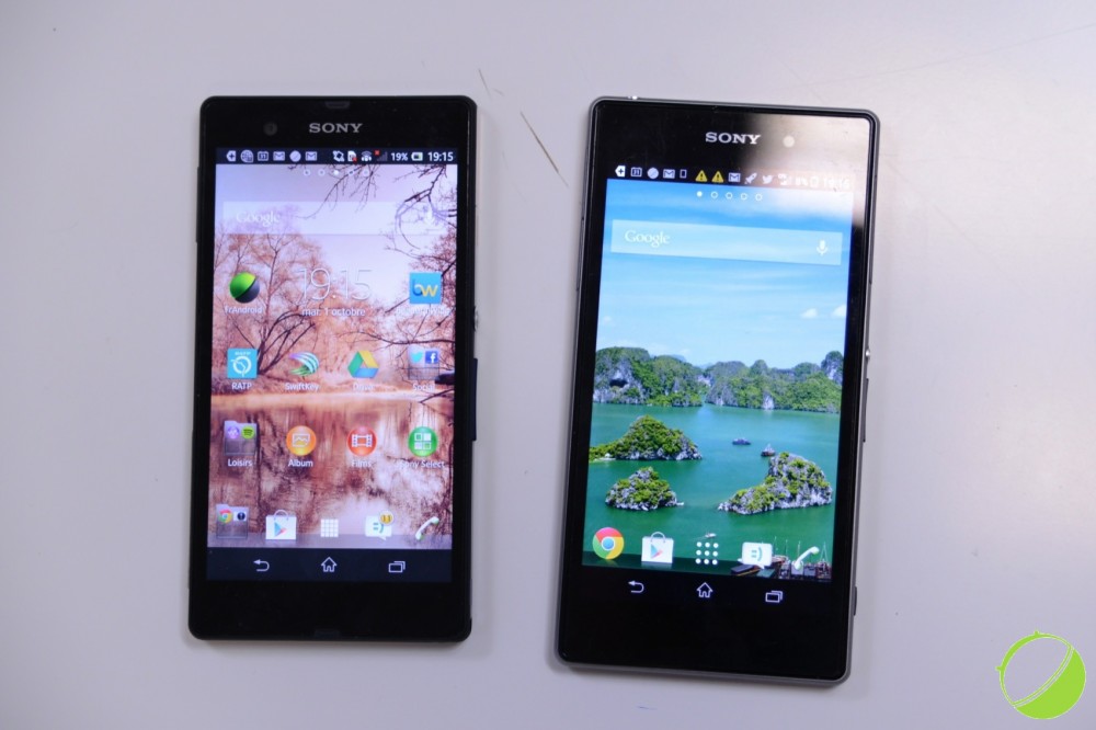 Sony Xperia Z à gauche et Sony Xperia Z1 à droite