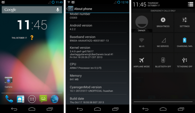 android 4.2.2 jelly bean cyanogenmod 10.1.3 sony xperia sp c5303
