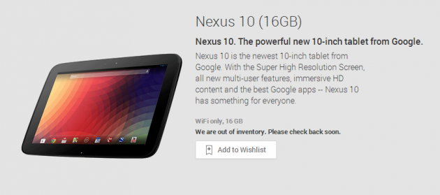 android google nexus 10 2012 out of stock rupture de stock 00
