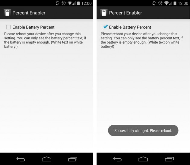 android 4.4 kitkat enable battery percentage google nexus 5