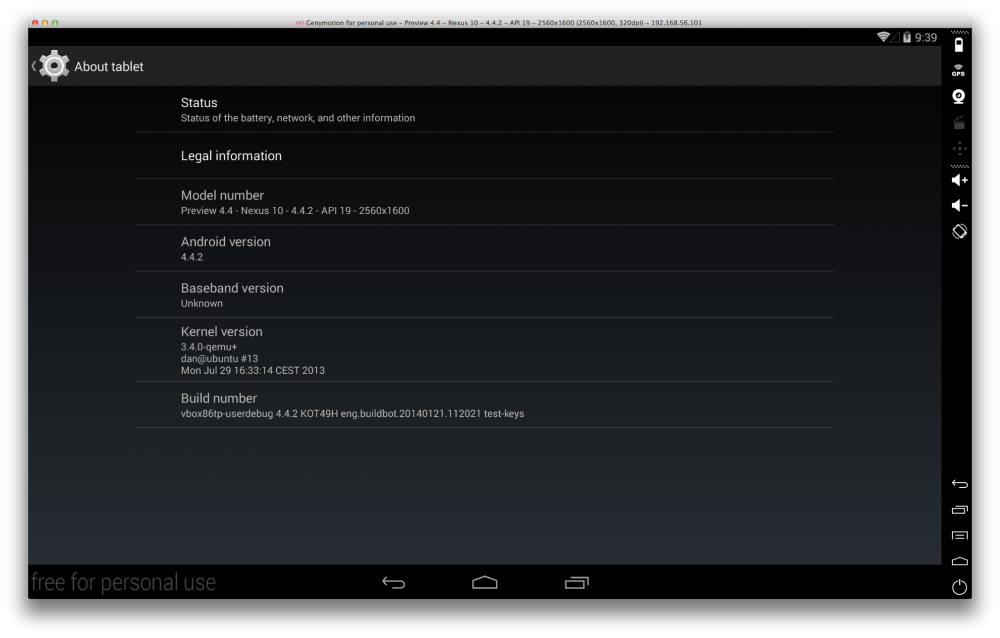 Genymotion - KitKat (Android 4.4.2)