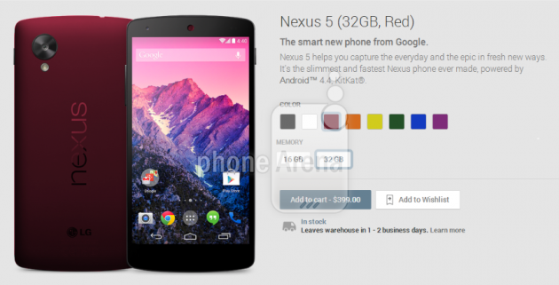 android google nexus 5 red rouge image 0