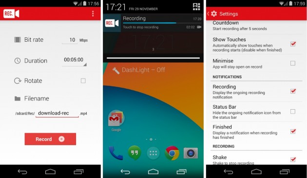 android rec. spectrl screen recorder enregistrement vidéo écran smartphone tablette terminal android 4.4 kitkat image 0