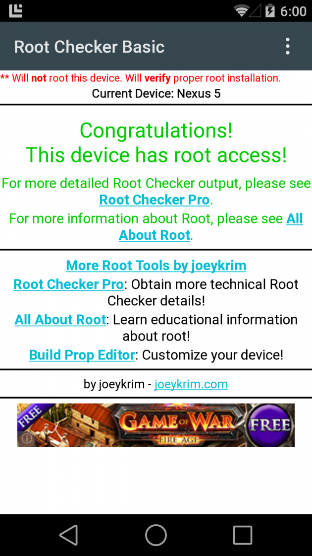 Android L Google Nexus 5 root supersu chainfire image 01