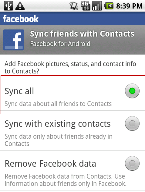 android-facebook-sync