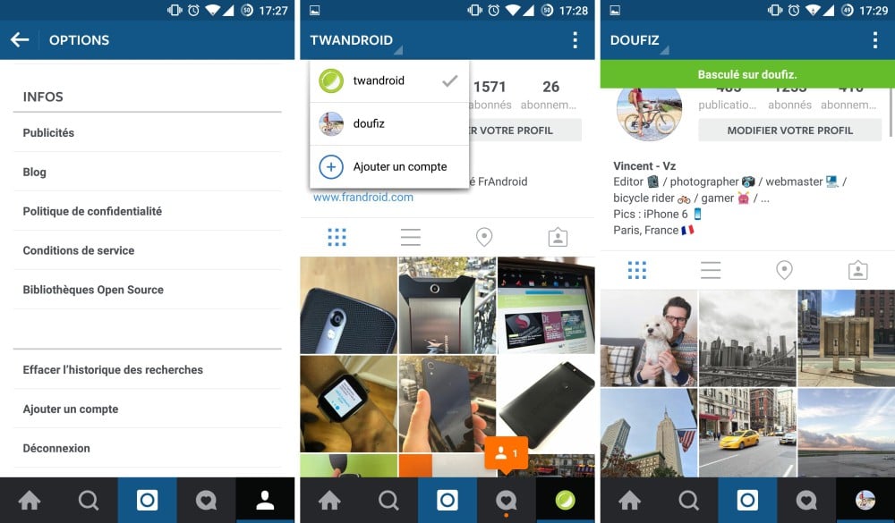 instagram multicompte android beta