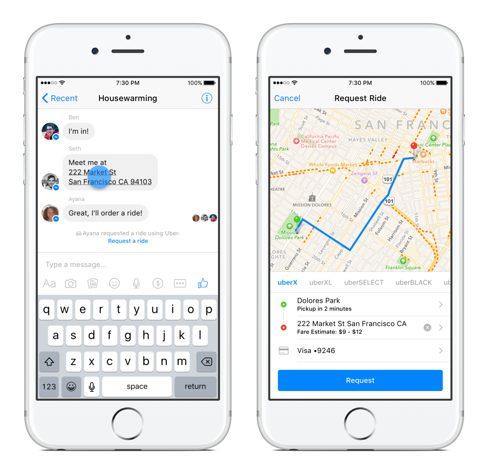 facebook, messenger uber 1
