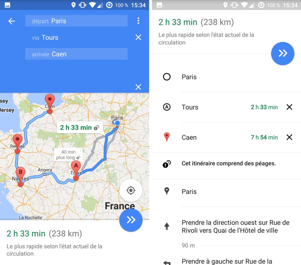 google maps mobile multiitinéraire 2