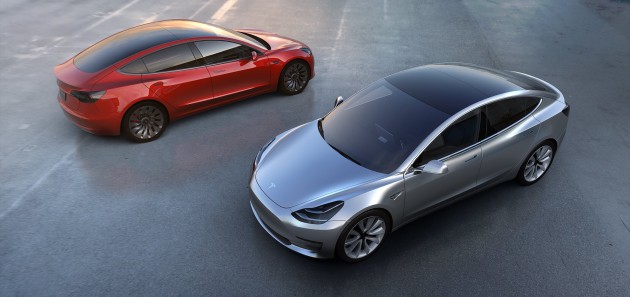 Tesla Model 3 rouge gris