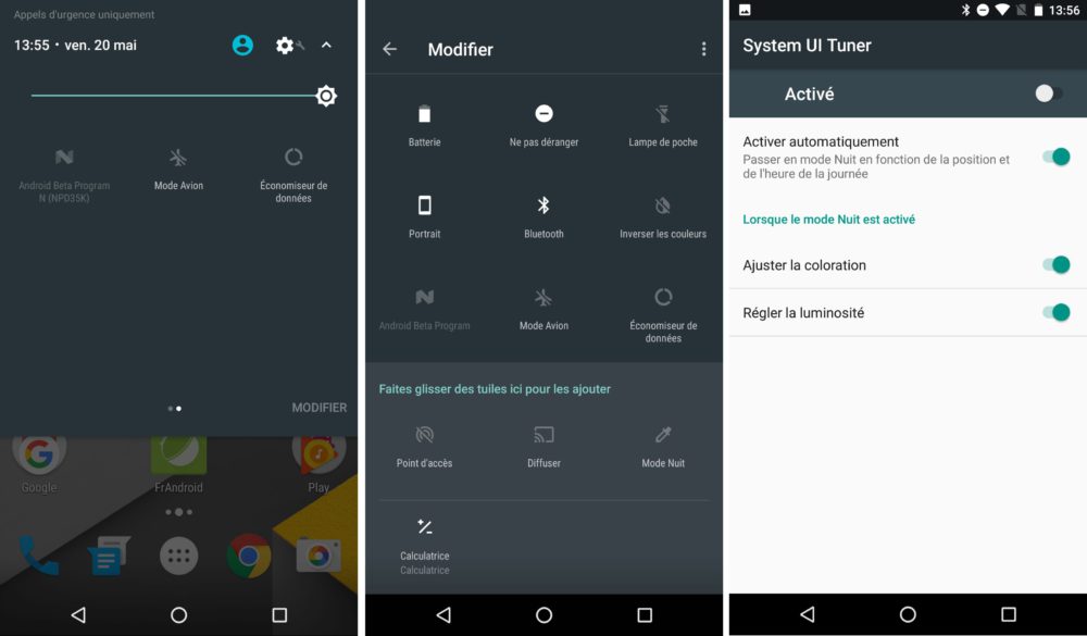 mode nuit android n preview 3