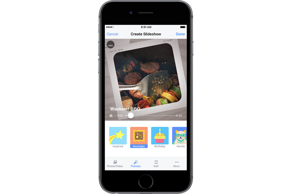 Facebook lance Slideshow sur iOS, une fonctionnalité pour créer des