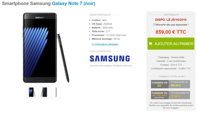 Galaxy Note 7 materiel net