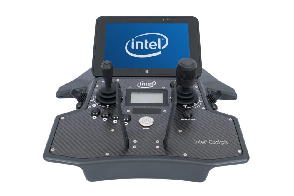 Intel Cockpit, water-resistant user interface, is part of the Intel Falcon 8+ unmanned aerial system.</span> <span class=