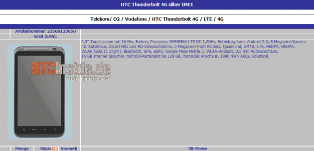 [Rumeur] HTC Thunderbolt, un processeur double-coeur à 1.2 GHz, une webcam de 5 mégapixels&#8230;