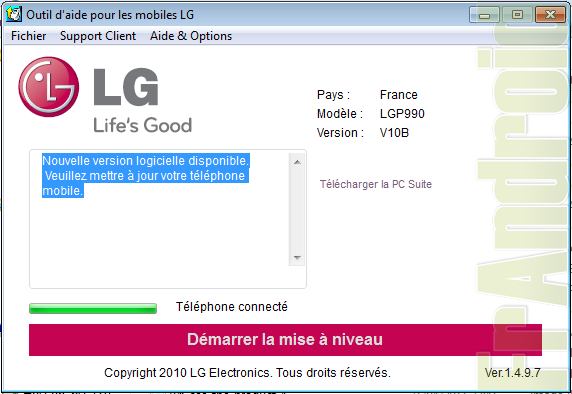 Une mise à jour pour le LG Optimus 2X est disponible&#8230; mais pas Gingerbread