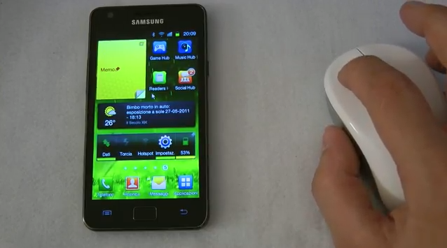 Une souris Bluetooth compatible avec le Samsung Galaxy S II et les