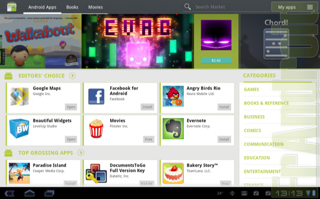 L&rsquo;Android Market pour Honeycomb affiche maintenant les nouveaux classements