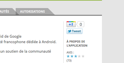 L&rsquo;Android Market web affiche maintenant le bouton +1 de Google