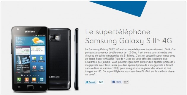 Le Samsung Galaxy S II arrive le 21 juillet chez Bell