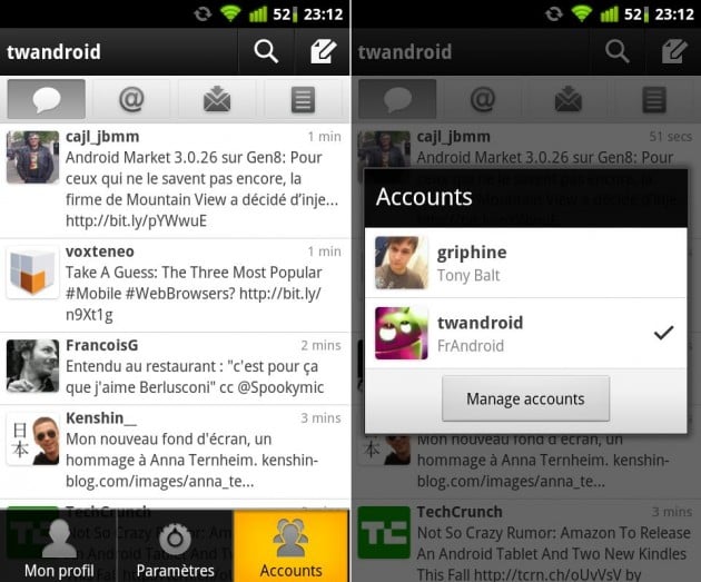 L&rsquo;application Twitter reçoit la mise à jour 2.1.0 sous Android