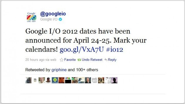 L&rsquo;évènement du Google I/O se déroulera en avril 2012