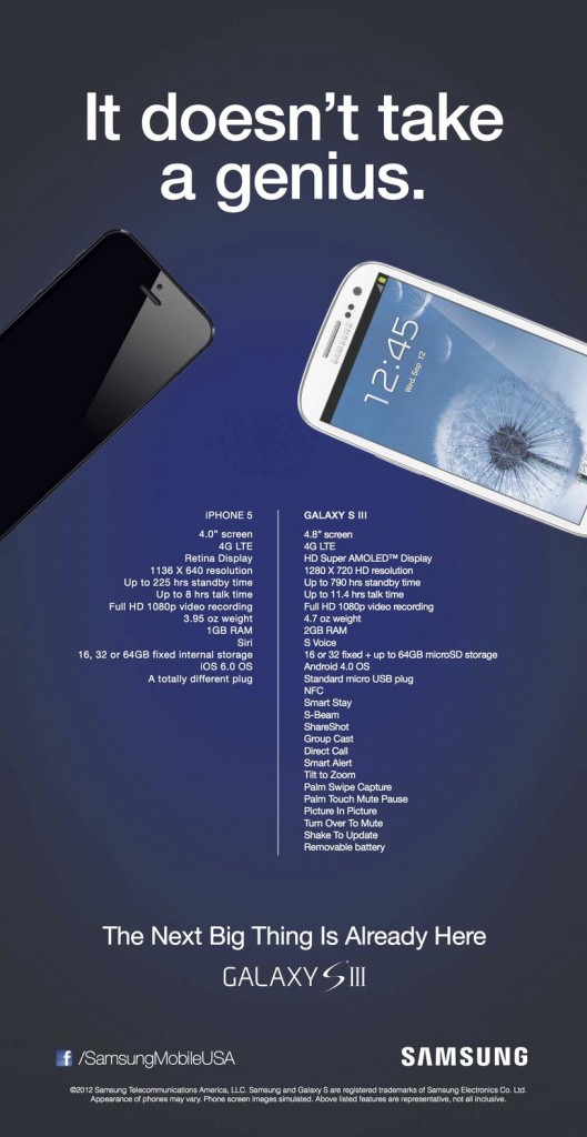 Samsung USA fait sa pub pour le Galaxy SIII