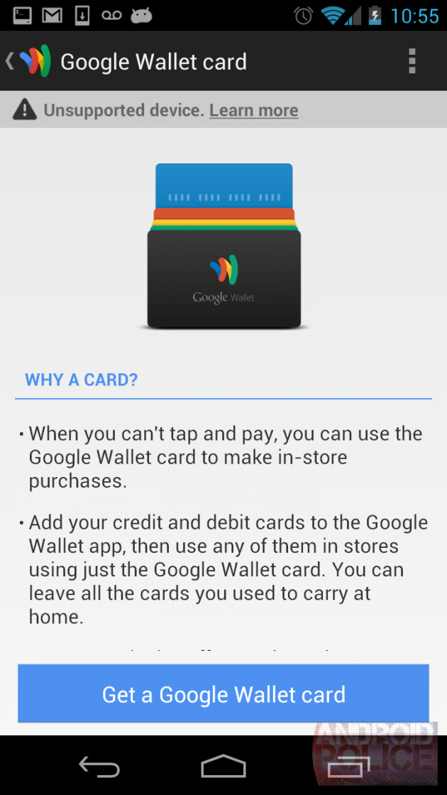 Commande de carte Google Wallet