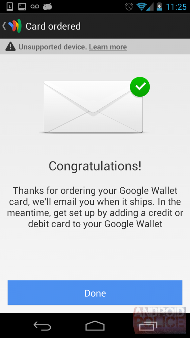 Commande de carte Google Wallet