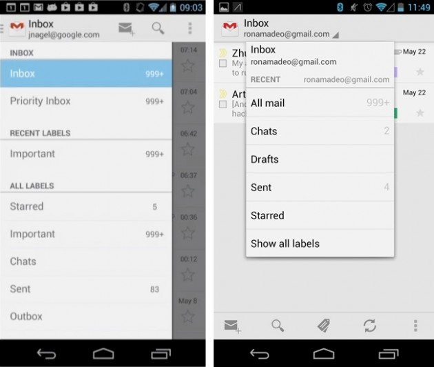 android gmail new redisigned nouvelle interface 2
