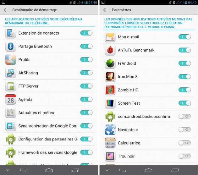 android huawei ascend mate applications à masquer