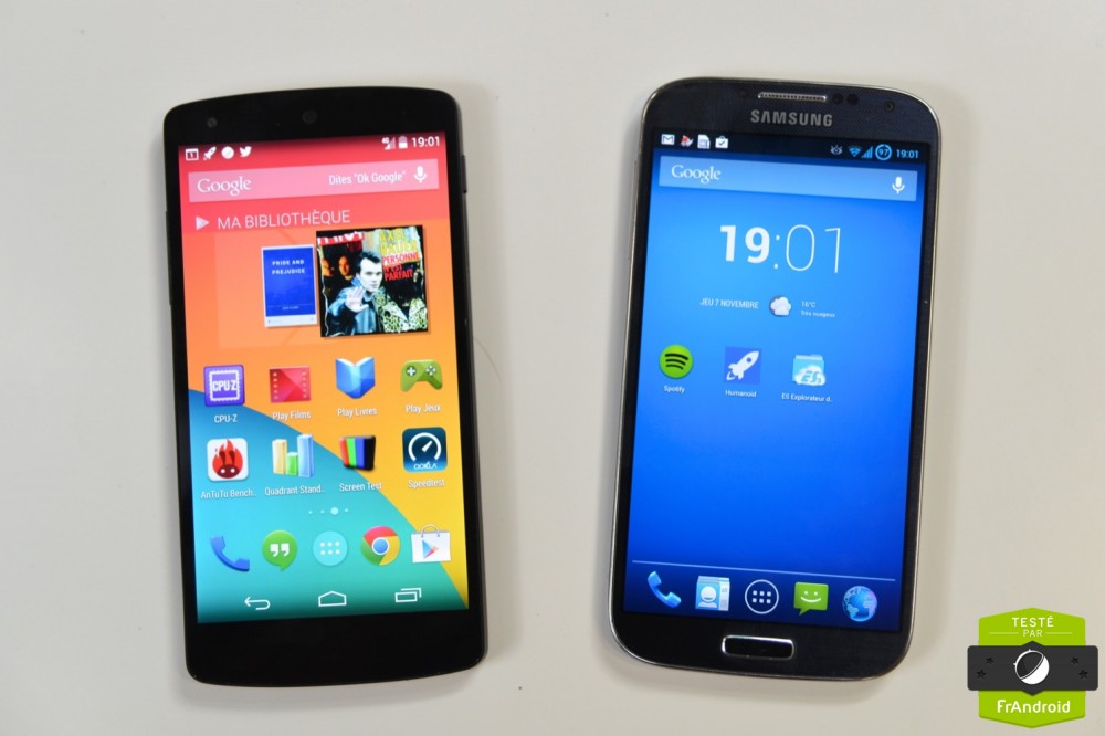 Nexus 5 et Samsung Galaxy S4