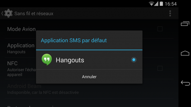 hangout 2 gestion application sms