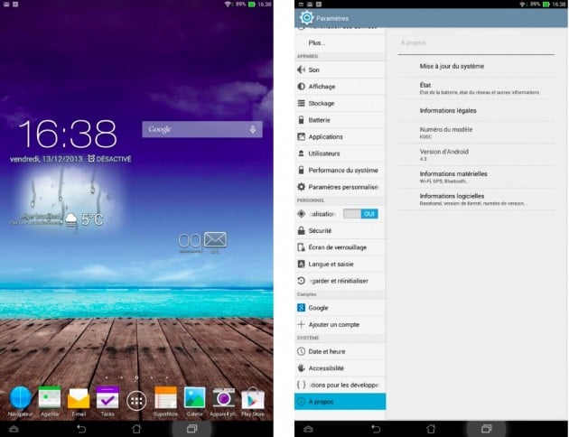 frandroid android test asus transformer pad tf701t interface logicielle