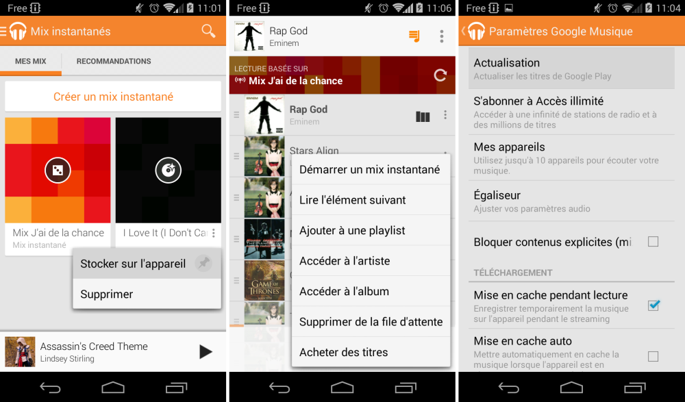 android google play music 3.4 my devices mes appareils tiroir latéral images 02