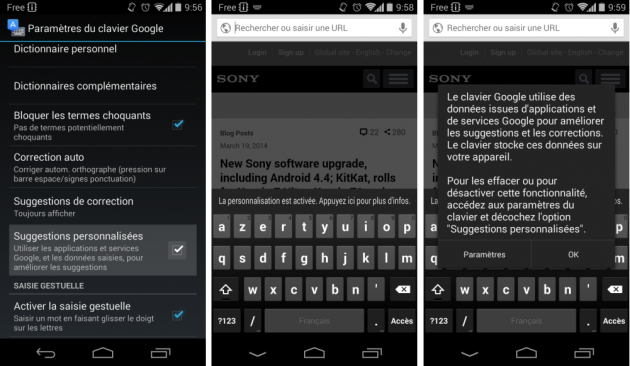 android clavier google 3.0.1