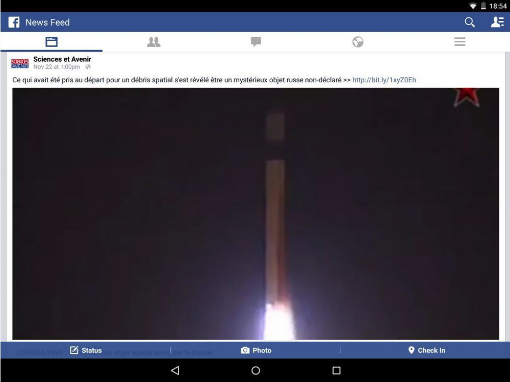 Facebook sur Nexus 9