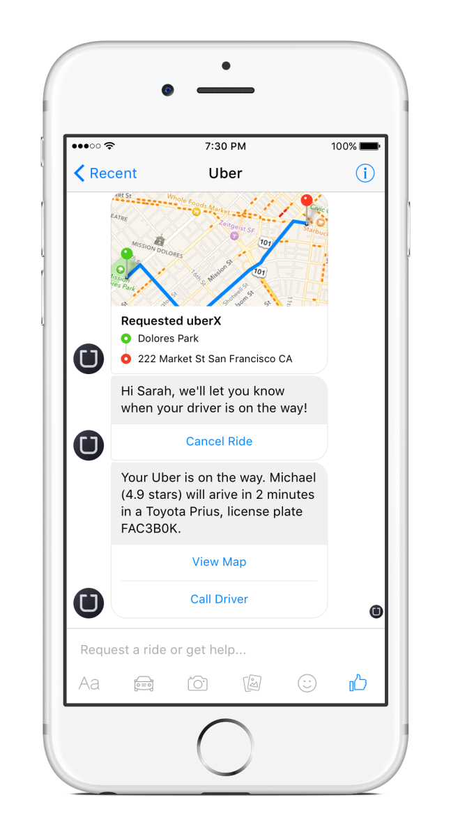 facebook, messenger uber 3