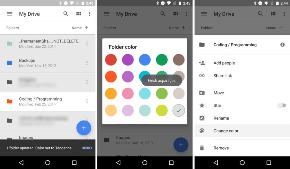 google drive couleur dossier