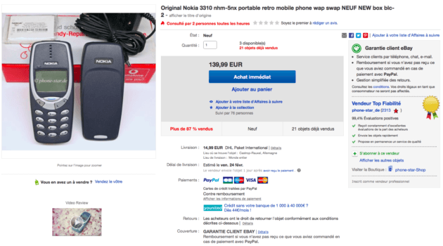 Nokia 3310 sur eBay