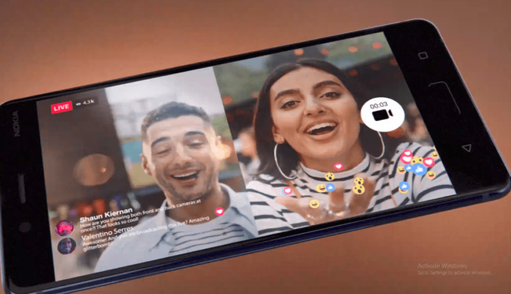 Exemple d’un Facebook Live réalisé avec l’option « Double streaming » du Nokia 8