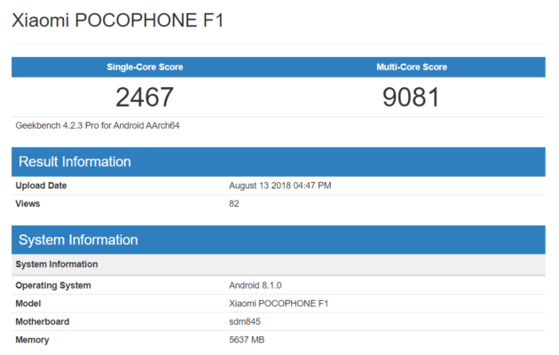 Pocophone F1 en fuite : Snapdragon 845, 6 Go de RAM et batterie de 4000 mAh à moins de 450 euros