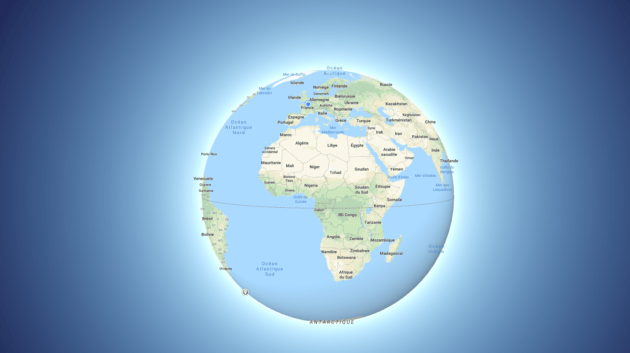 Google Maps : peu pertinent, le planisphère laisse la place au globe terrestre, et c&rsquo;est chouette