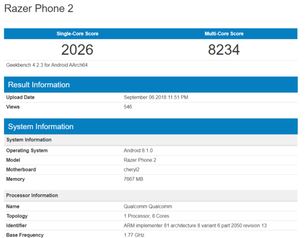Razer Phone 2 : un premier benchmark en dit plus sur ses caractéristiques