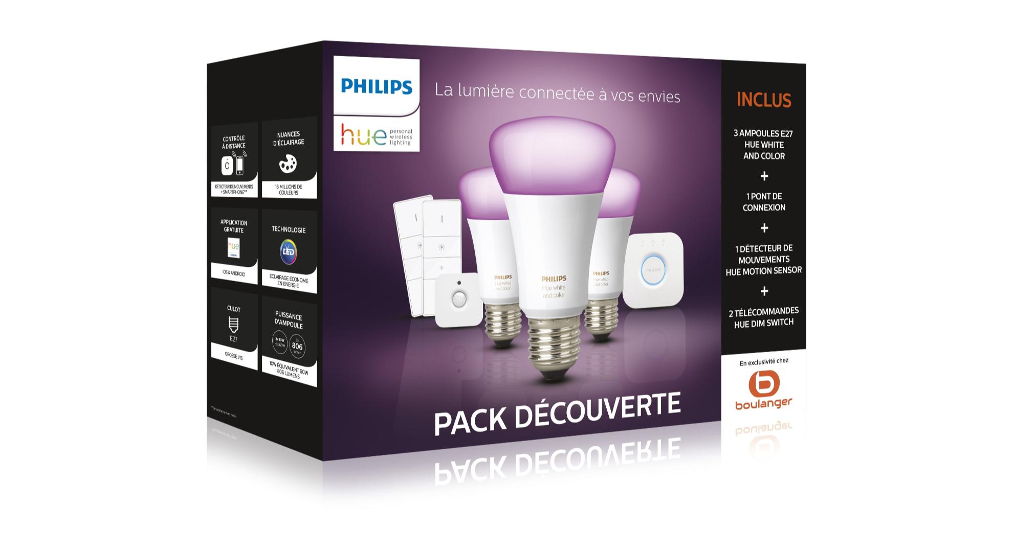 Pack de 3 ampoules Philips Hue White & Color Ambiance E27 à prix
