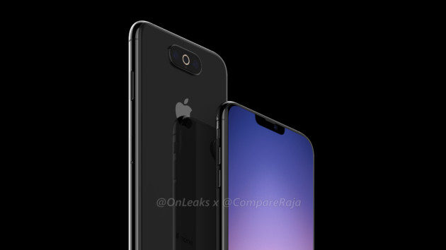 Image supposée d'un prototype de l'iPhone 11. L'encoche est plus petite, mais il n'y a que deux capteurs photo au dos.